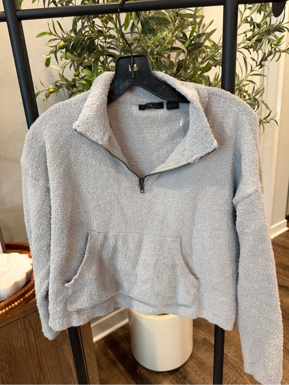 RDI Light Gray Teddy Sherpa Half-Zip Jacket